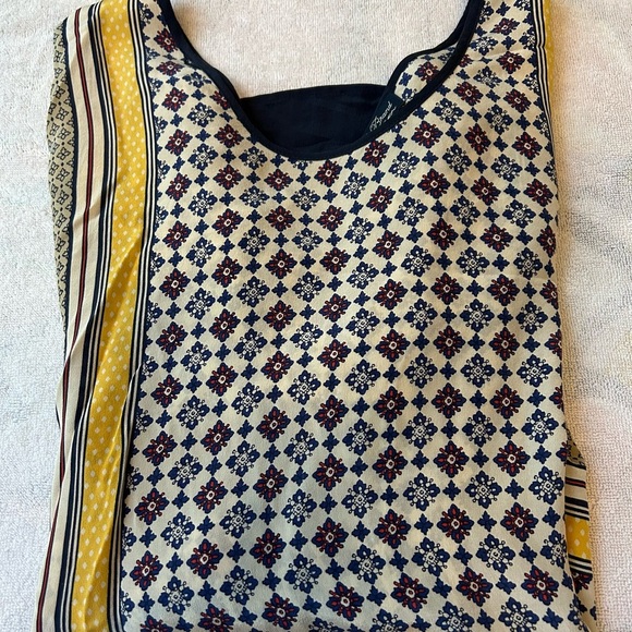 Lucky Brand Navy and Yellow Geometric Blouse - Picture 2 of 4